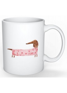Dachshund pink heart mug
